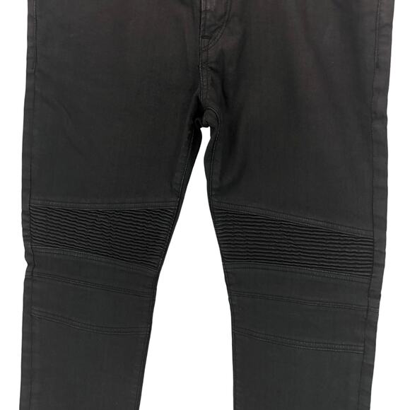 Express Jeans Rocco Slim Fit Skinny Leg Moto Black Grunge Mens 33x32 Act 35x30.5 - Picture 4 of 10